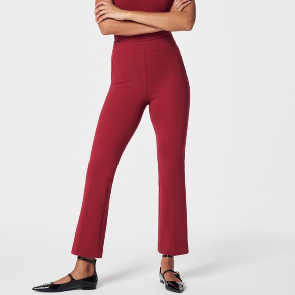 Spanx The Perfect Pant Kick Flare Pants Maroon Red Petite - Picture 1 of 9